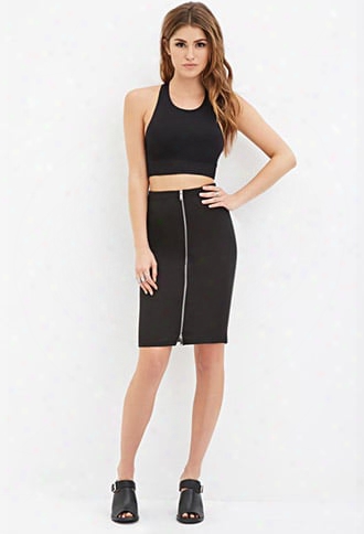 Zip-front Pencil Skirt