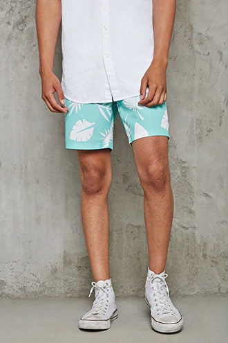 Abstract Leaf Print Swim Trunks