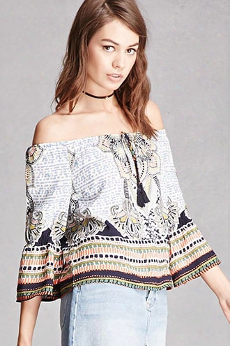 Abstract Off-the-shoulder Top