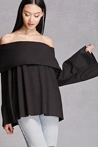 Bell-sleeve Off-the-shoulder Top