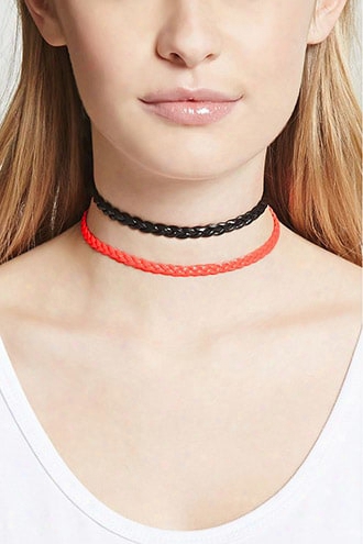 Braided Faux Leather Choker Set