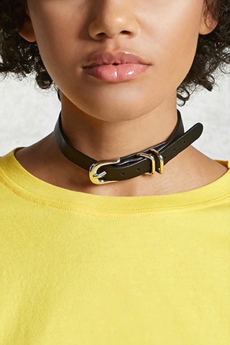 Buckle Faux Leatehr Choker