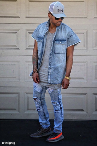 Cap Sleeve Denim Shirt