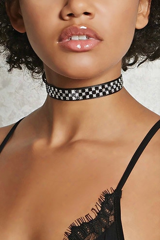 Checker Rhinestone Choker