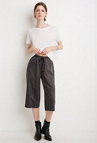 Contemporary Faux Suede Drawstring Culottes