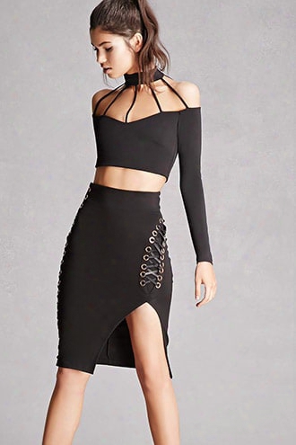 Crisscross Slit-front Skirt