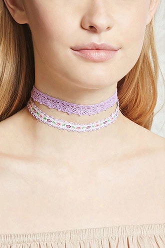 Crochet And Floral Choker Set