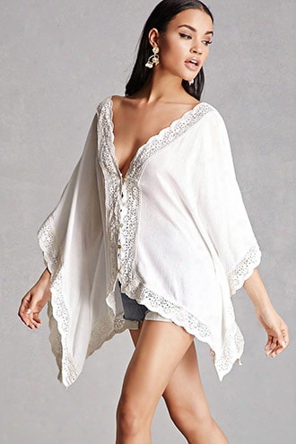 Draped Crochet Trim Top