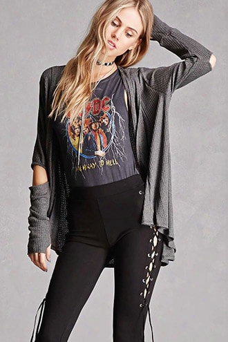 Elbow Cutout Draped Cardigan