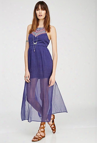 Embroidered Medallion Print Maxi Dress