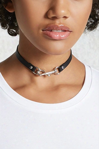 Faux Leather Bolt Snap Choker