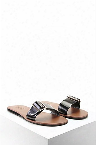 Faux Leather Buckle Slides