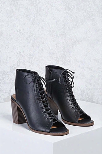 Faux Leather Cutout Ankle Boots