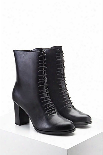 Faux Leather Lace-up Boots