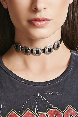 Faux Leather Medallion Choker