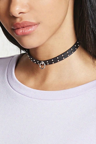 Faux Leather Studded Choker