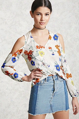 Floral Open-shoulder Top