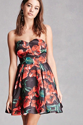 Floral Strapless Mini Dress