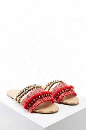 Fringed Pom Pom Sandals