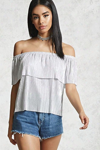 Glitter Knit Flounce Top