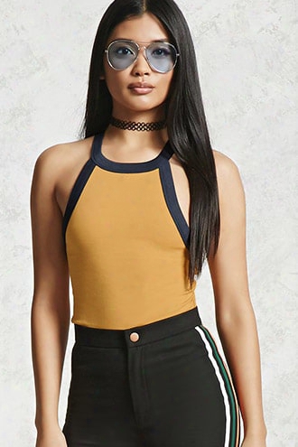 High-neck Ringer Tank Top