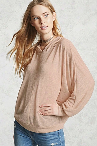 Hooded Burnout Knit Dolman Top