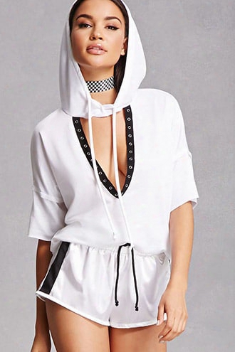 Hooded Plunging Cutout Top