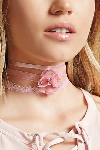 Lace And Floral Choker Set