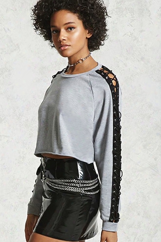 Lace-up Grommet Crop Top