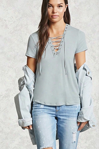 Lace-up Grommet Tee