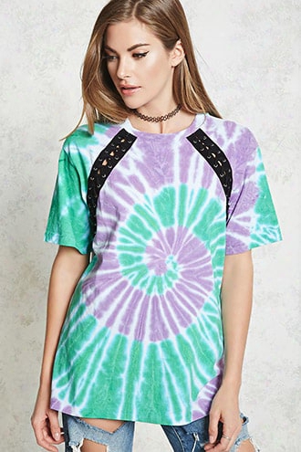 Lace-up Tie-dye Tee