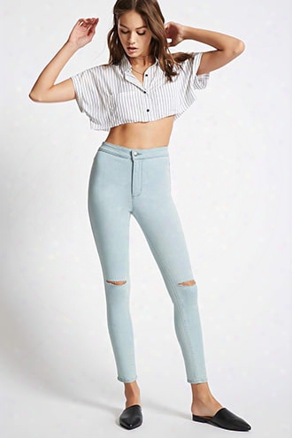 Light Wash Ripped Skinny Jeans