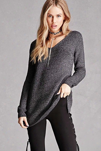 Marled Purl Knit Sweater