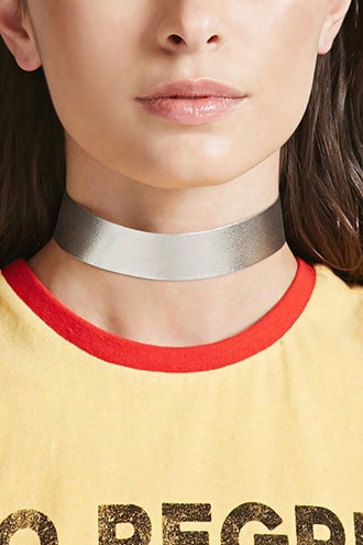 Metallic Faux Leather Choker