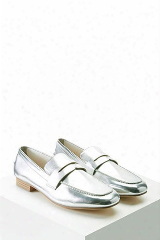 Metallic Faux Leather Loafers