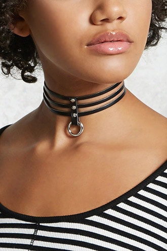 O-ring Cutout Faux Leather Choker