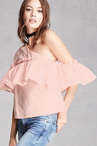 One-shoulder Ruffle Top