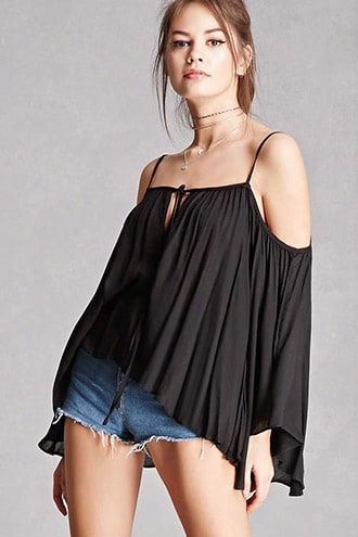 Open-shoulder Angel Sleeve Top