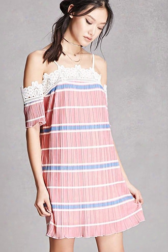 Open-shoulder Stripe Dress