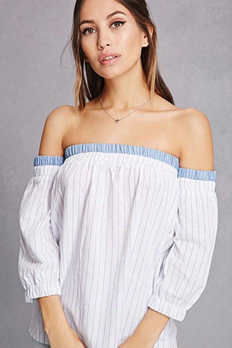 Pinstriped Off-the-shoulder Top
