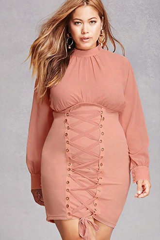 Plus Size Bodycon Lace-up Dress