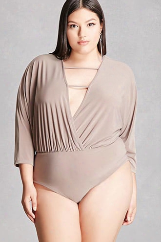 Plus Size Surplice Bodysuit