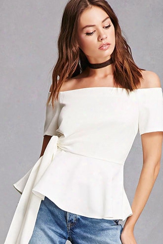 Self-tie Peplum Top