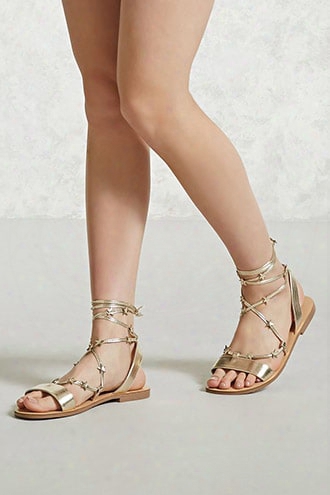 Star Accent Ankle-wrap Sandals