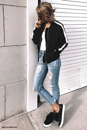 Striped Bomber Jacket