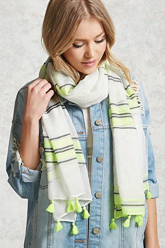 Striped Tassel Fringe Scarf