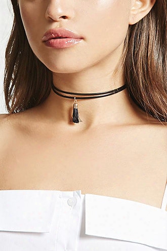 Tassel Faux Leather Choker