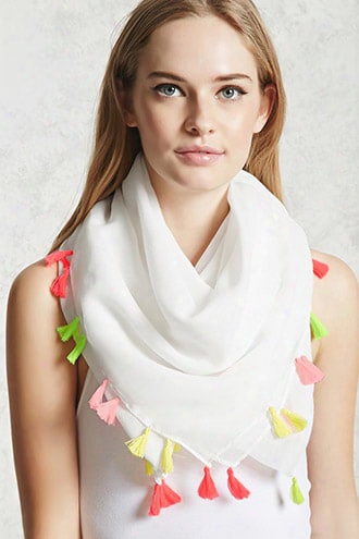 Tassel-trim Oblong Scarf