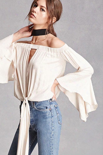 Tie-front Bell-sleeve Top