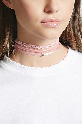 Velvet Crochet Ribbon Choker Set